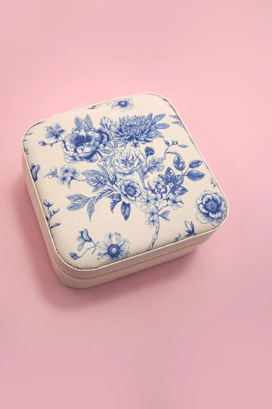 Designed Jewelry Organizer Travel Box Case (blue)