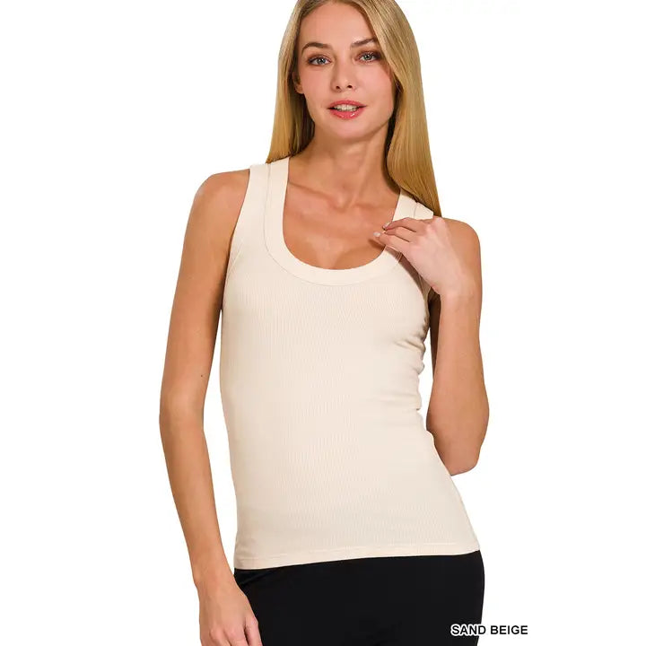 Ribbed Scoop Neck Tank Top