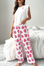 Load image into Gallery viewer, Heart Print Ruffle Valentines Pajama Set
