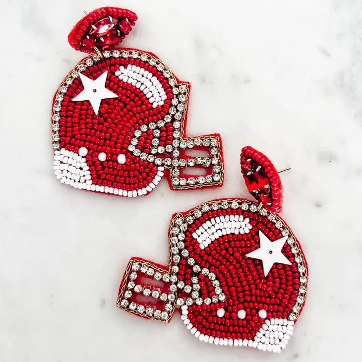 Football Earrings (Beaded)