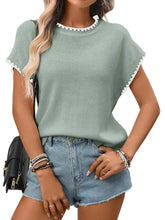 Load image into Gallery viewer, Scalloped Edge Knit Short Sleeve Top
