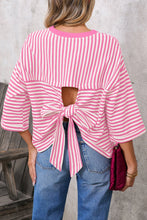 Load image into Gallery viewer, Striped Back Tie Bow Knit Top
