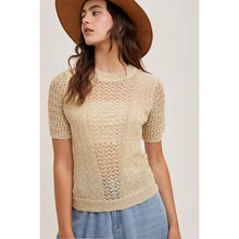 Load image into Gallery viewer, Open Knit Crew Neck  Top
