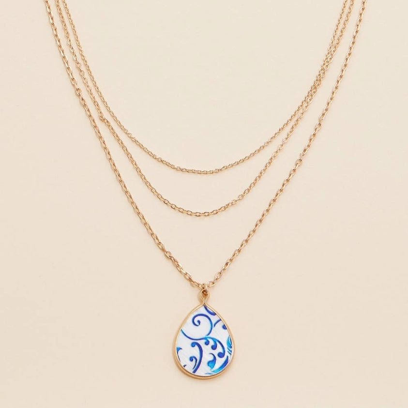 Mother of Pearl Tear Drop Charm Necklace