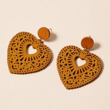 Load image into Gallery viewer, Heart-Shaped Wooden Earrings
