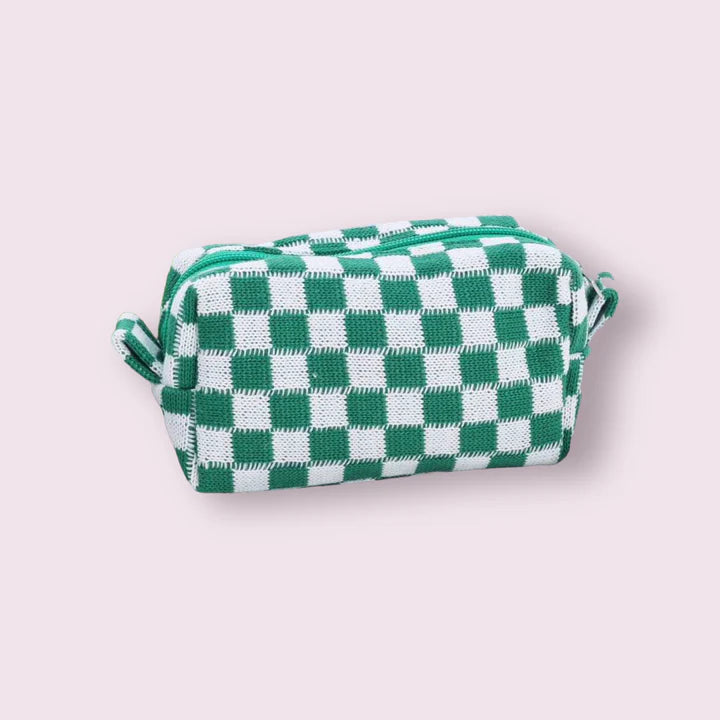 Checkered Cosmetic Bag