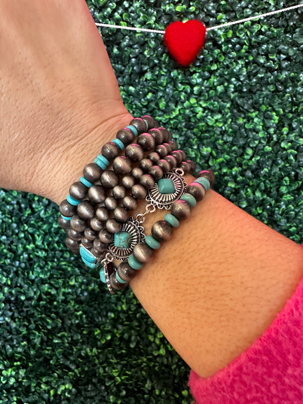 SOUTHWEST TURQUOISE SILVER BRACELET SET