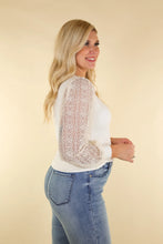 Load image into Gallery viewer, Somebody&#39;s Sweetheart Lace Sleeve Top
