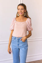 Load image into Gallery viewer, Rose Quartz Sparkle Puff Sleeve Top
