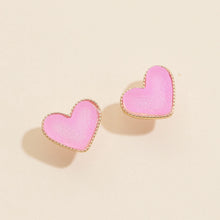 Load image into Gallery viewer, Heart Druzy Stone Stud Earrings
