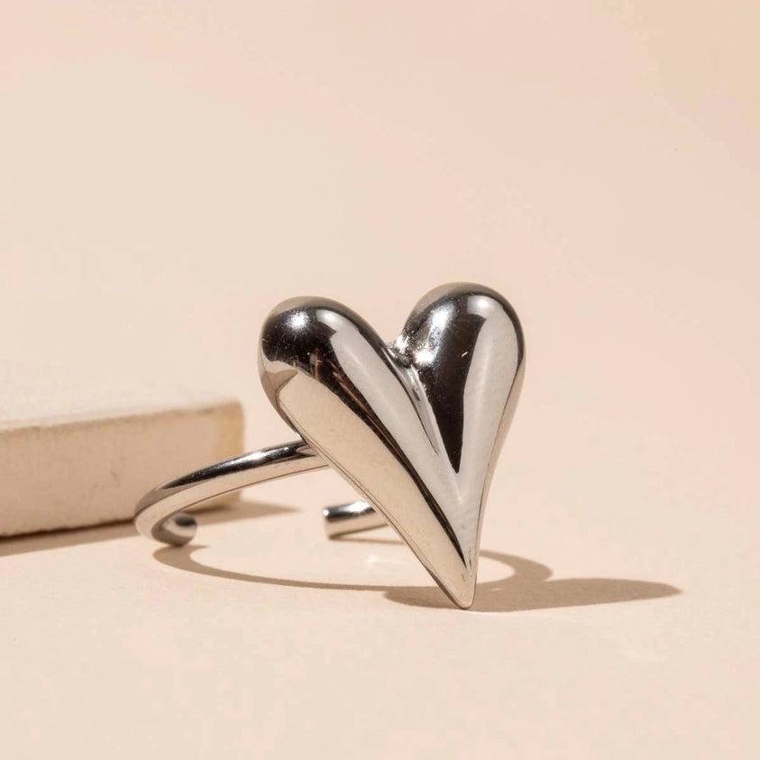 Heart Charm Stainless Steel Ring